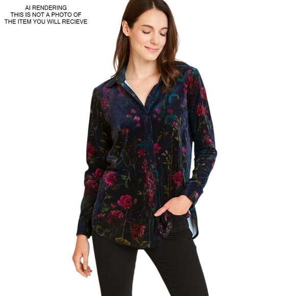 Belle Kim Gravel Top Velvet Boho Fairy Grunge Goth Whimsigoth Button Floral XXS - Picture 7 of 8